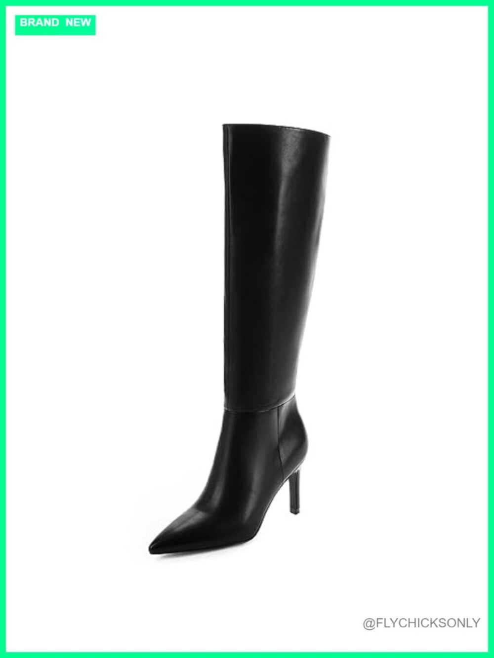 Knee High Boots Pointed Toe Stiletto Heel Faux Leather Tall Women's